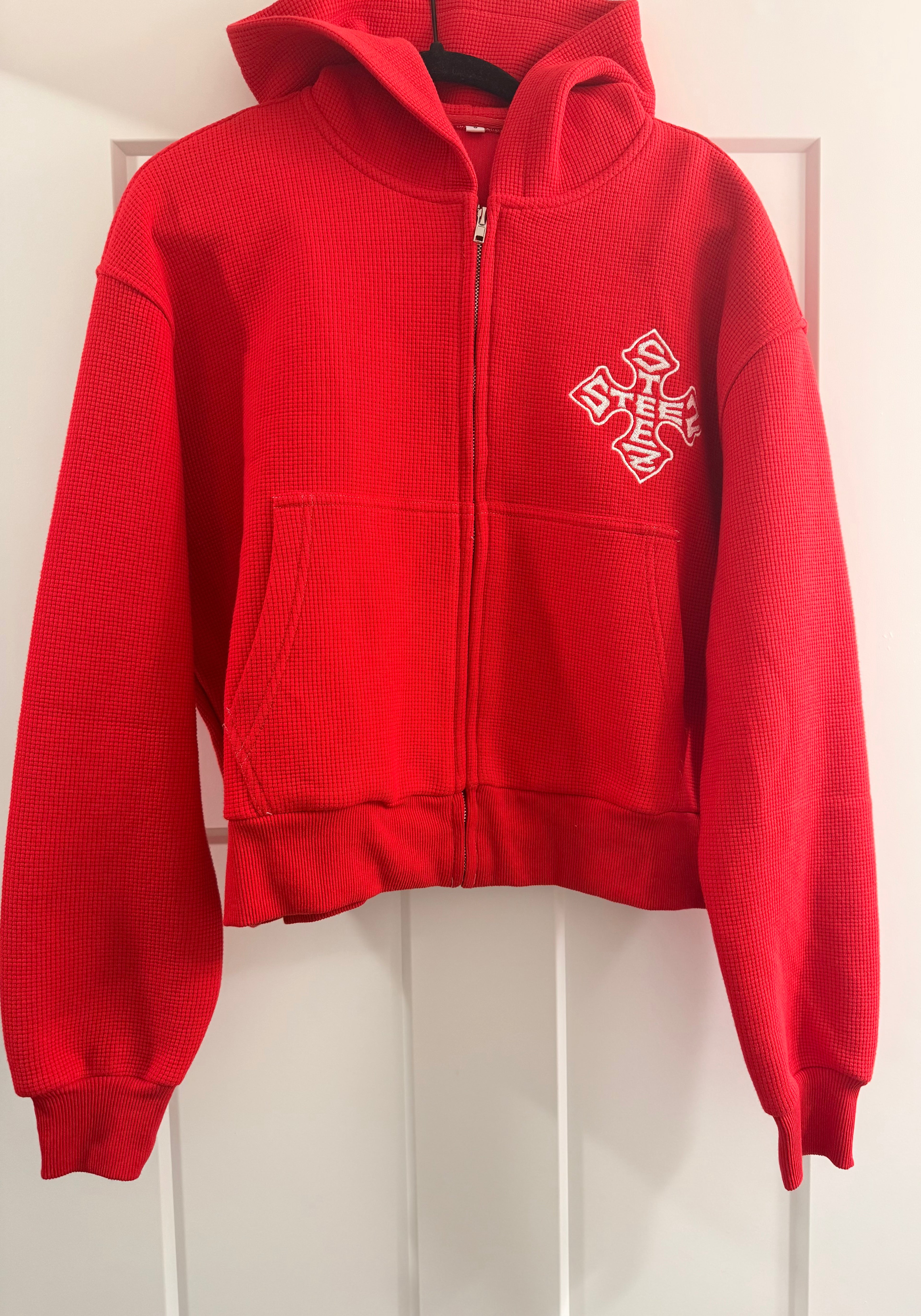 Red thermal hoodie